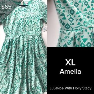 LuLaRoe Amelia dress geometric print. Has pockets!